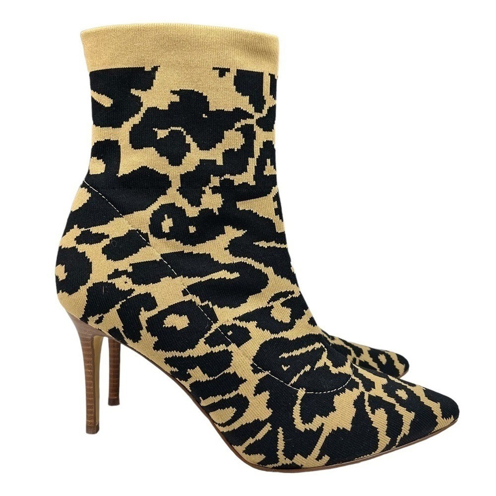 Louise Et Cie Silvya Sock Ankle Boots Women 9.5M/41 Leopard Print Pointed Toe‎